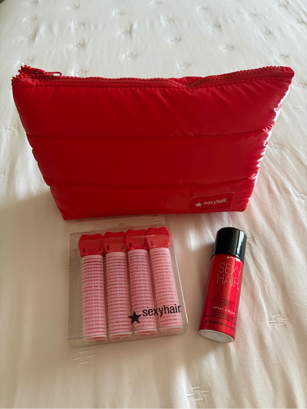 Big Sexy Hair Puffy Cosmetic Bag with Hair Set
